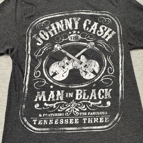 Johnny Cash Man In Black Graphic T-Shirt Short Sleeve Charcoal Gray Adult Small - Picture 4 of 10